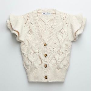 Zara Cream Short Sleeved Cardigan